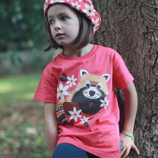 T-shirt junior panda rosso